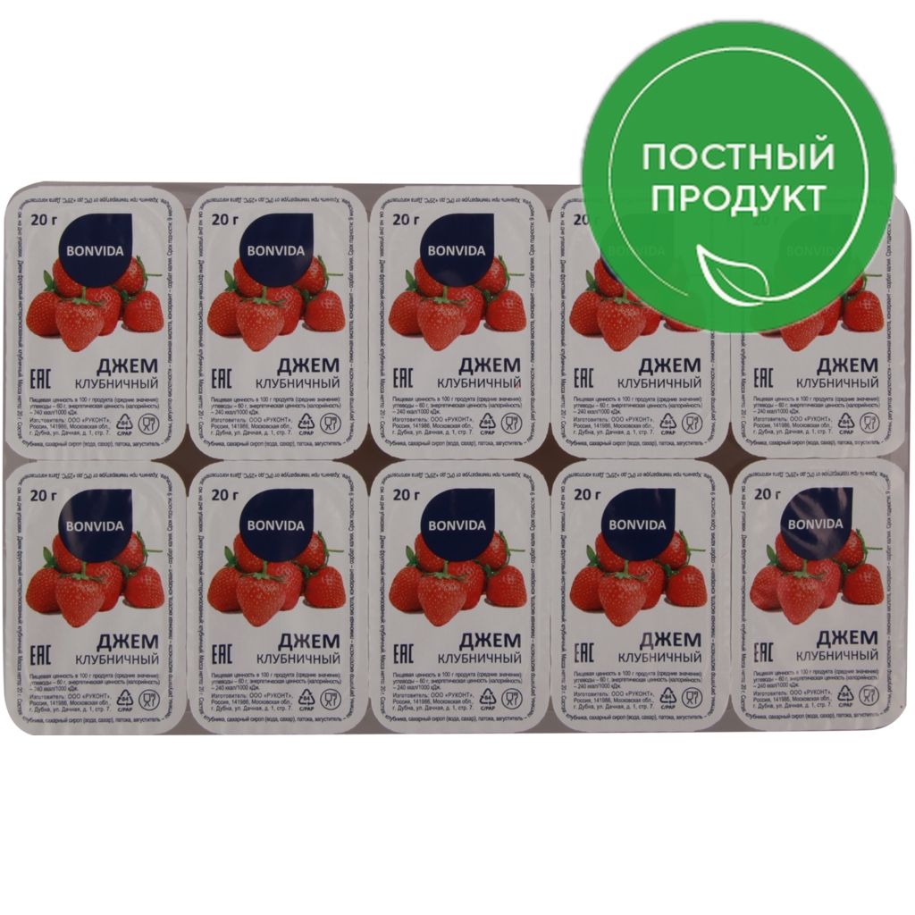 

Джем Bonvida клубника 20 г х 10 шт
