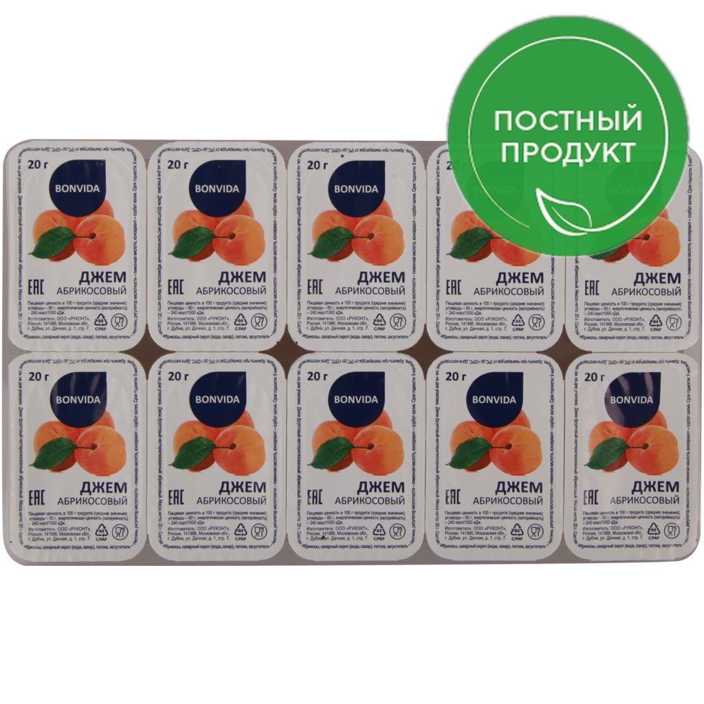 

Джем Bonvida абрикос 20 г х 10 шт