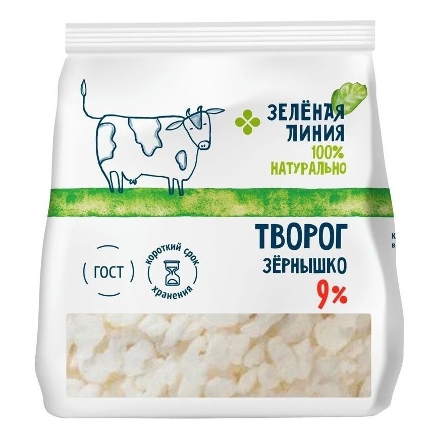 

Творог зерненый Зеленая линия Зернышко 9% БЗМЖ 300 г