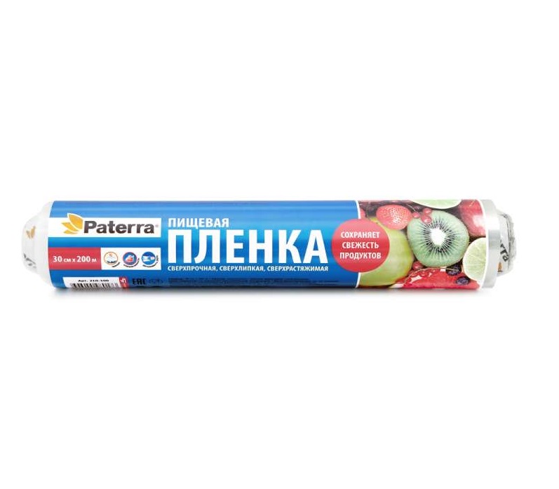 

Пленка пищевая Paterra 210-100, 300мм*200м; рулон в пленке, Прозрачный