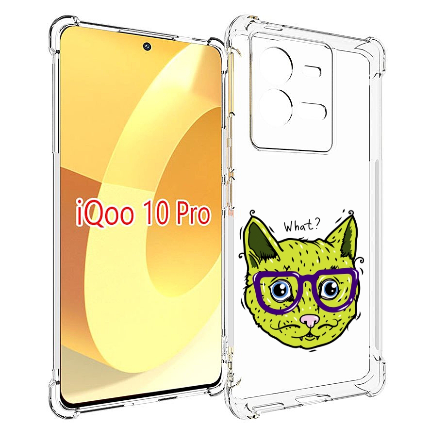 

Чехол MyPads Зеленый кот для Vivo iQOO 10 Pro, Прозрачный, Tocco