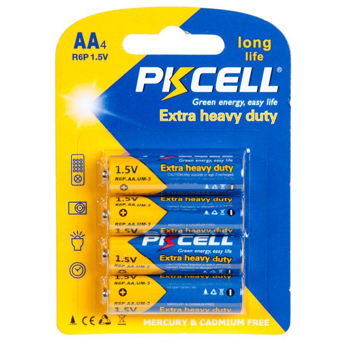 

Батарейка PKCELL AA R6P-4B, 4 шт, 1,5 В, пальчиковая, R6P-4B