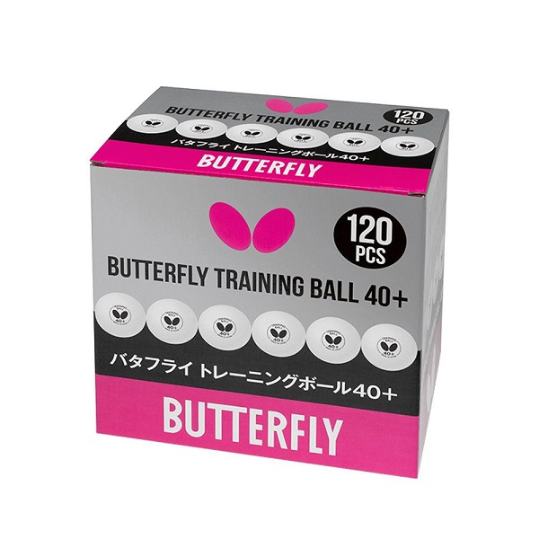 Мячи для настольного тенниса Butterfly Training 40+ Plastic Box x120, White
