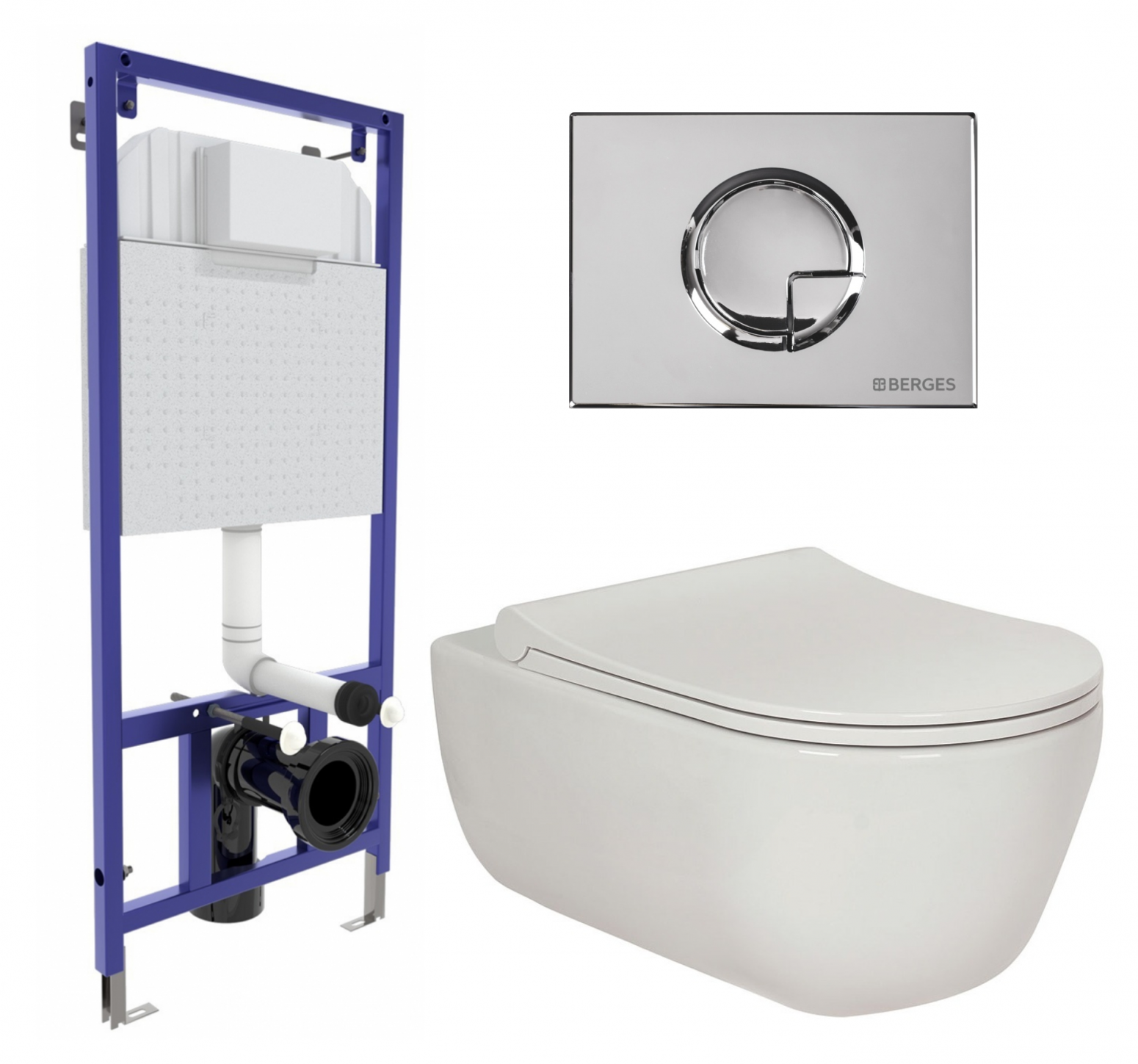 

Комплект: инсталляция Berges Wasserhaus Novum + унитаз Ego XL + кнопка хром, 558664