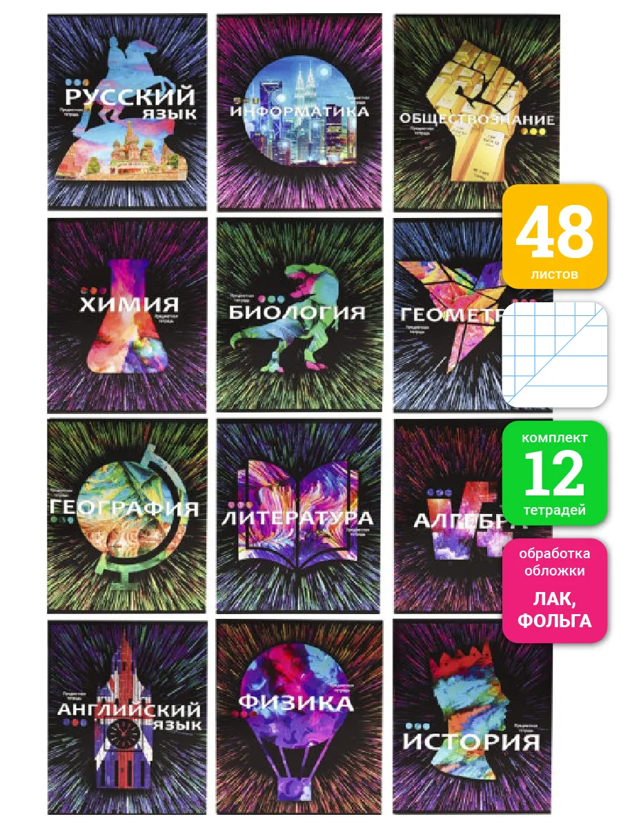 

Комплект из 12 предметных тетрадей Prof-Press 48 листов/ТП-02/48-1680, ТП-02/48-1680