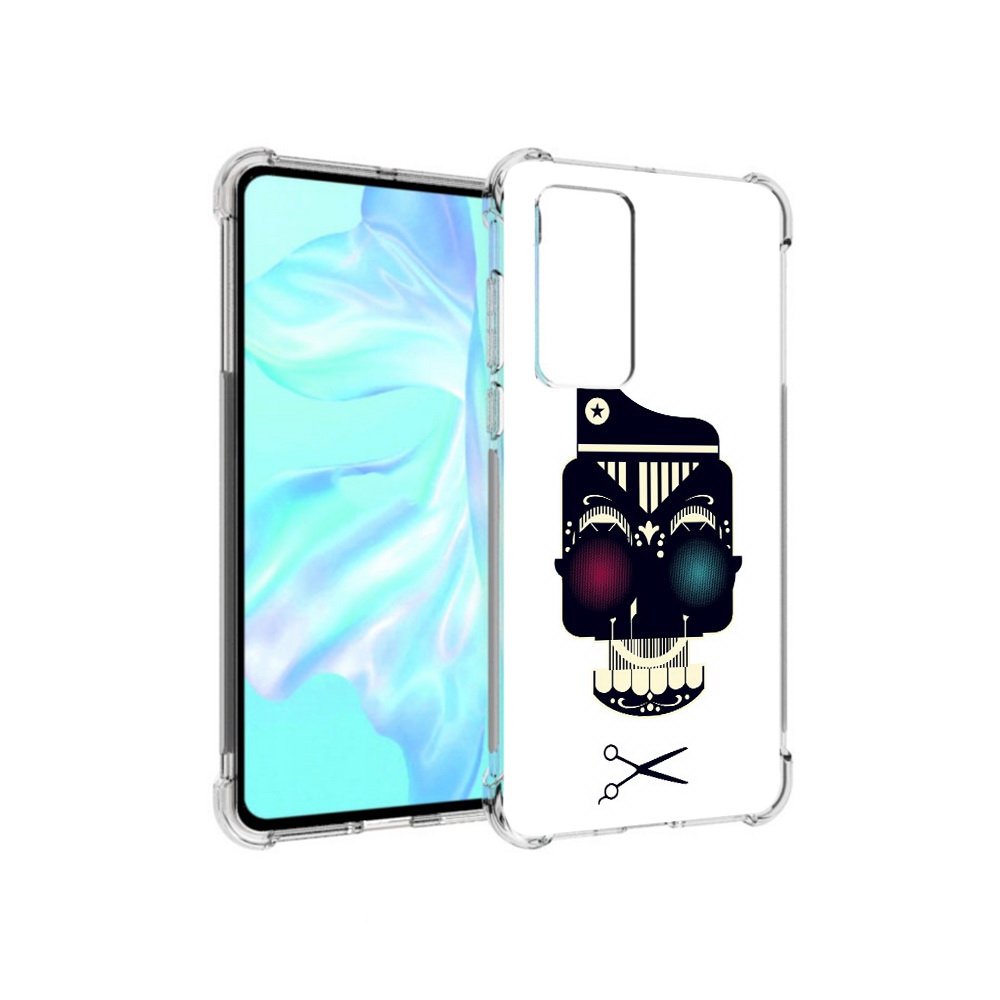 

Чехол MyPads Tocco для Huawei P40 черно белый скелет с яркими глазами, Прозрачный, Tocco