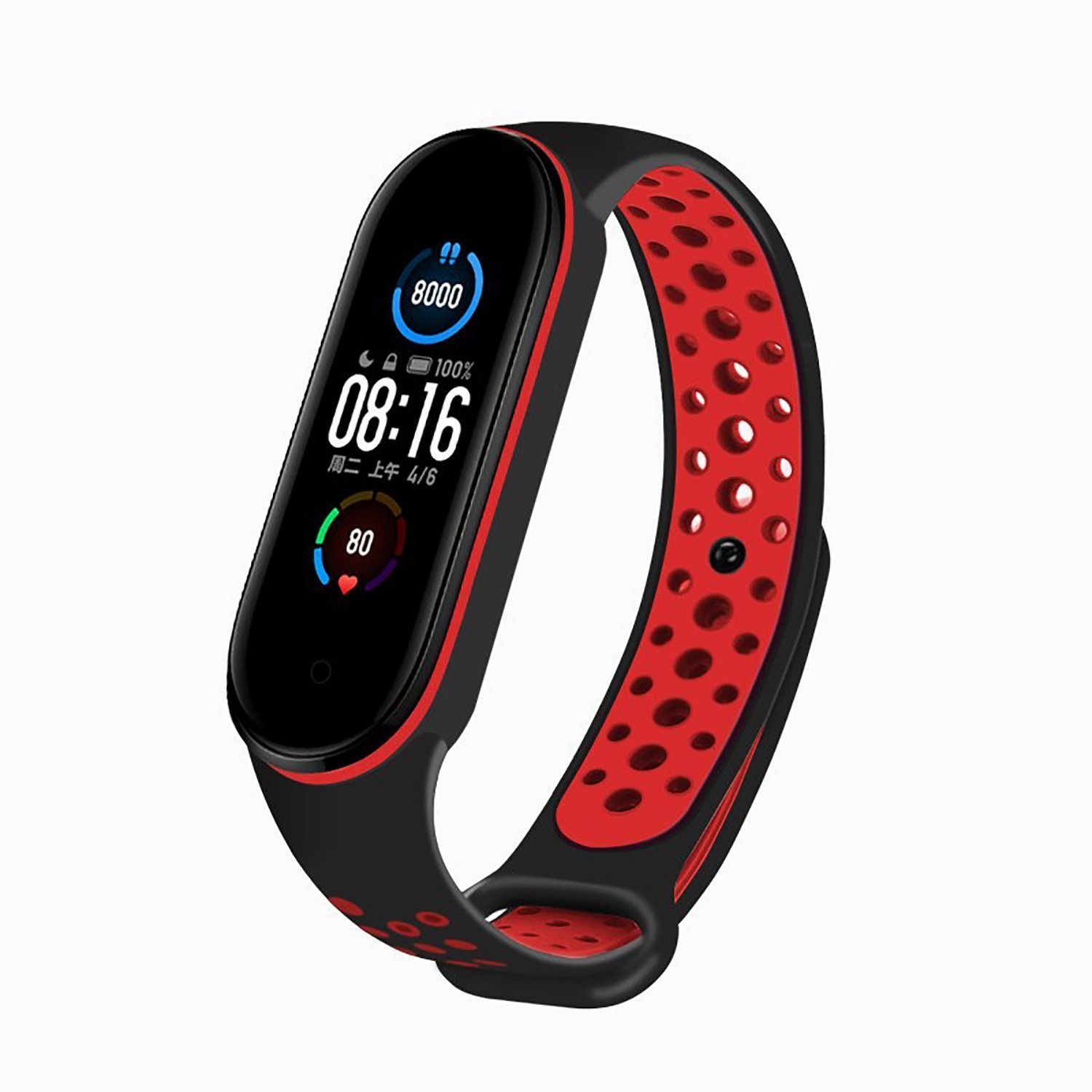 

Ремешок для Xiaomi Mi Band 5 силиконовый Sport N <черно-красный>, Черный;красный