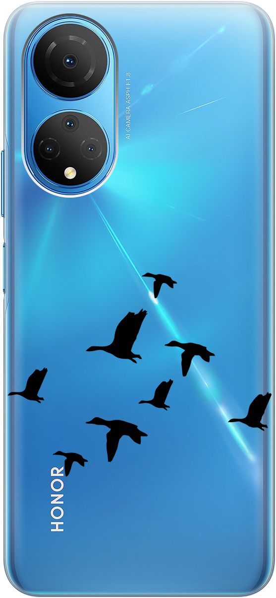 

Силиконовый чехол на Honor X7 "Flock of Ducks" прозрачный, Прозрачный;черный, 158557