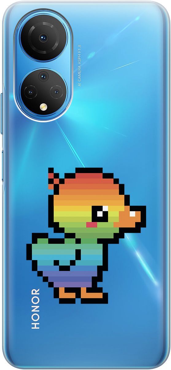 

Силиконовый чехол на Honor X7 "Pixel Duck" прозрачный, Прозрачный;желтый, 158556