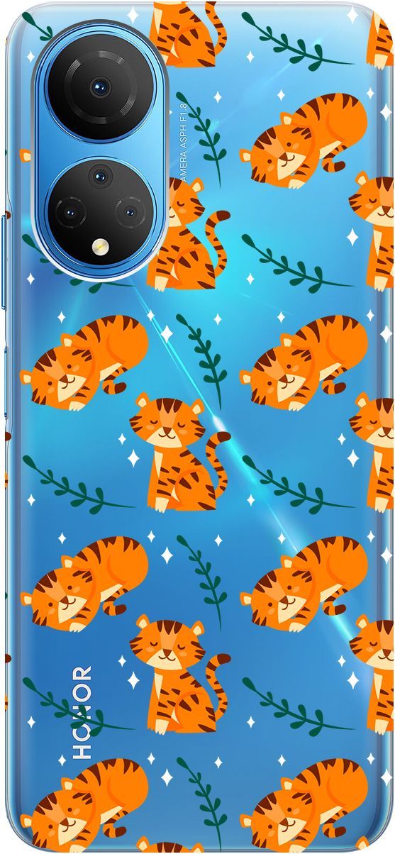 

Силиконовый чехол на Honor X7 "Tigers" прозрачный, Прозрачный;бежевый, 158556