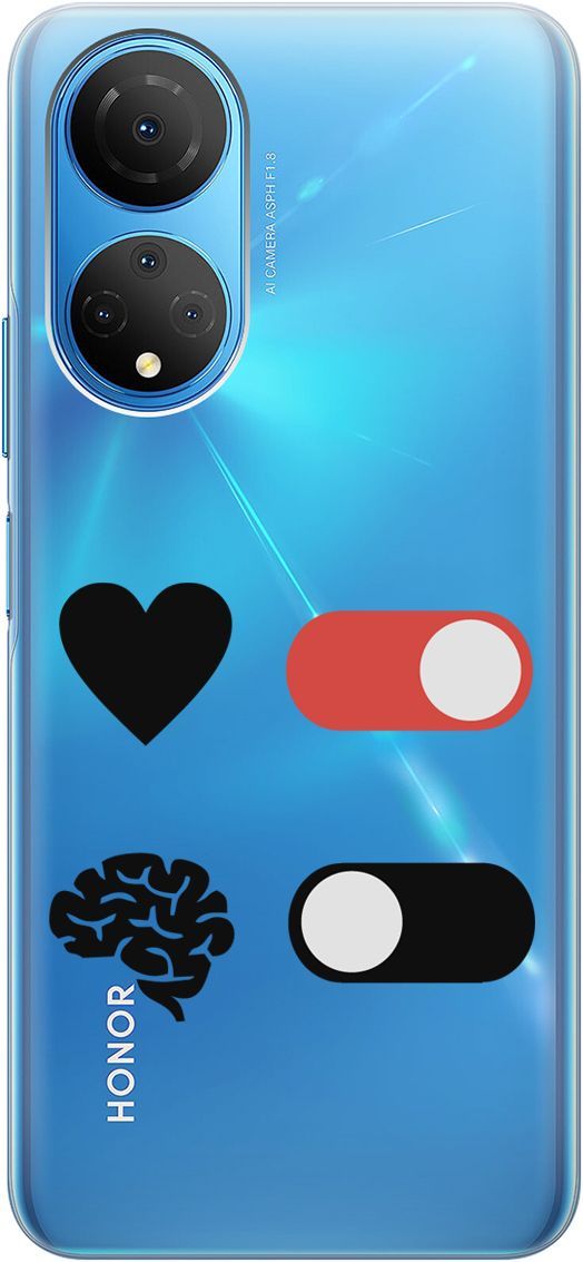 

Силиконовый чехол на Honor X7 "Brain Off" прозрачный, Прозрачный;белый, 158556