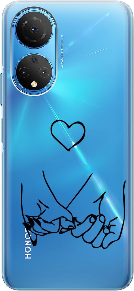

Силиконовый чехол на Honor X7 "Lovers Hands" прозрачный, Прозрачный;черный, 158556