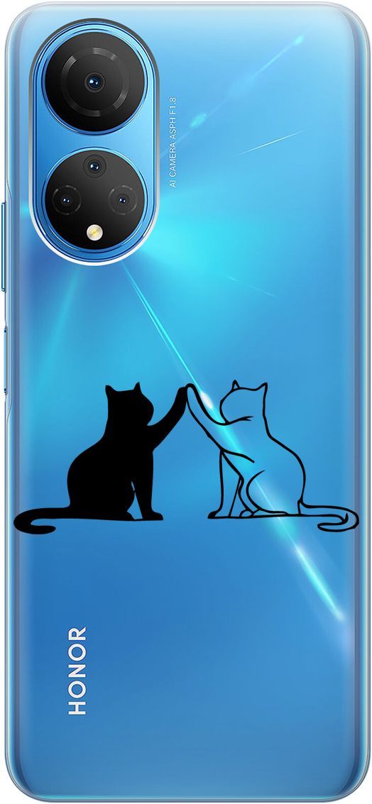 

Силиконовый чехол на Honor X7 "Cats" прозрачный, Прозрачный;черный, 158556