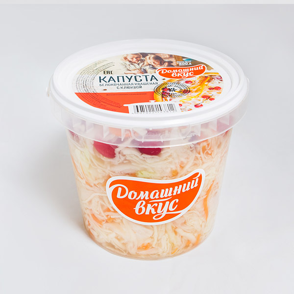 

Капуста Домашний вкус с клюквой белокочанная квашеная 900 г