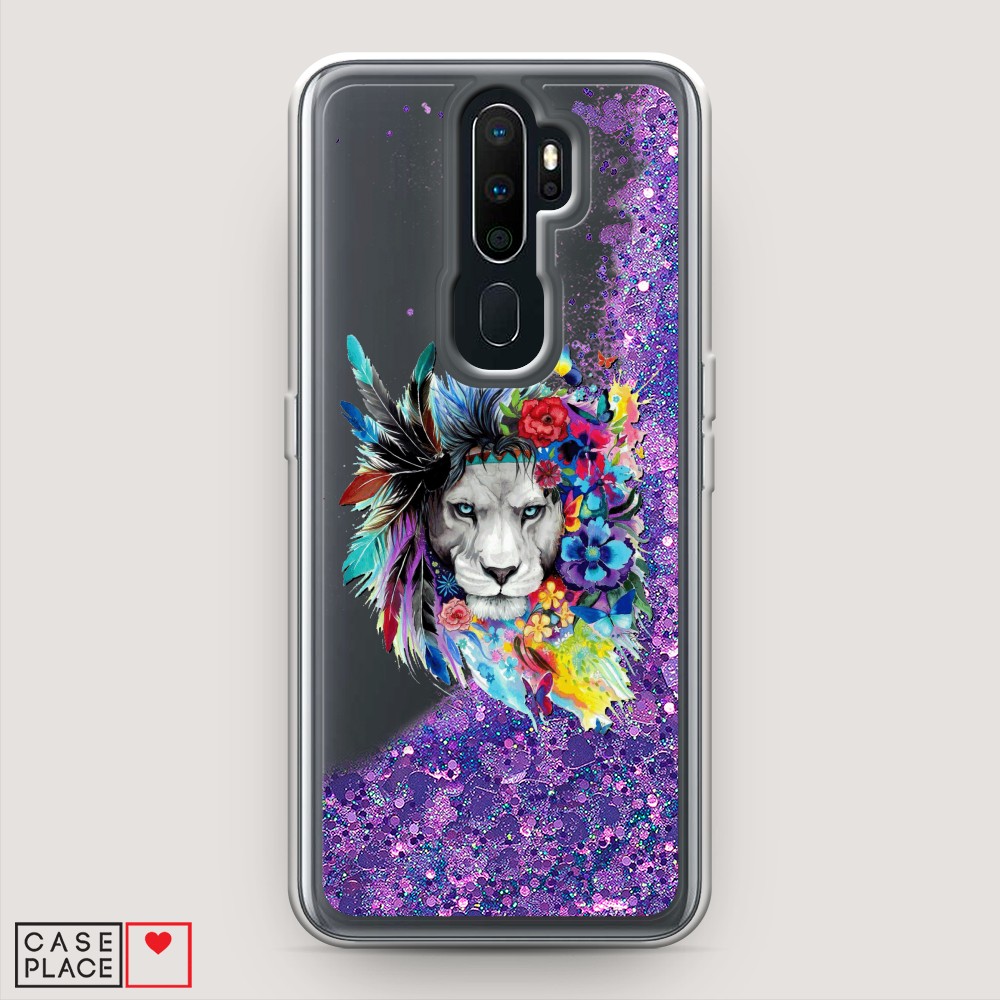фото Жидкий чехол с блестками "гавайский лев" на oppo a9 (2020) awog