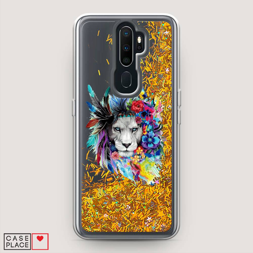 

Жидкий чехол с блестками "Гавайский лев" на Oppo A9 (2020), 251990-1