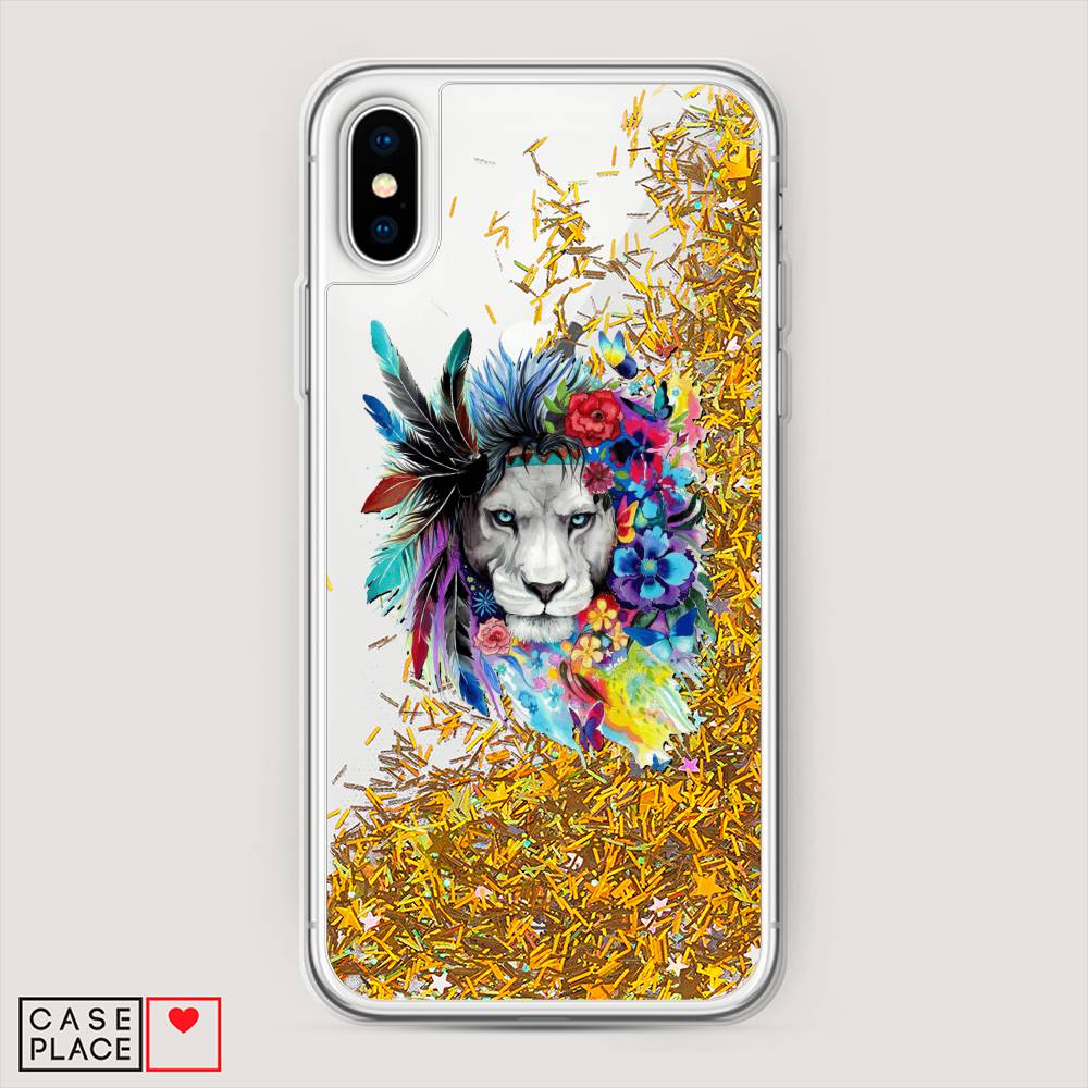 

Жидкий чехол с блестками "Гавайский лев" на Apple iPhone XS Max (10S Max), 11990-1