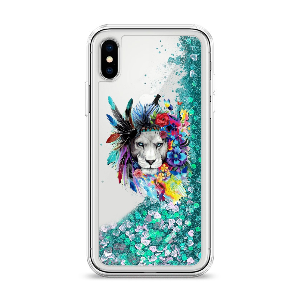 

Жидкий чехол с блестками "Гавайский лев" на Apple iPhone XS (10S), 11895-1