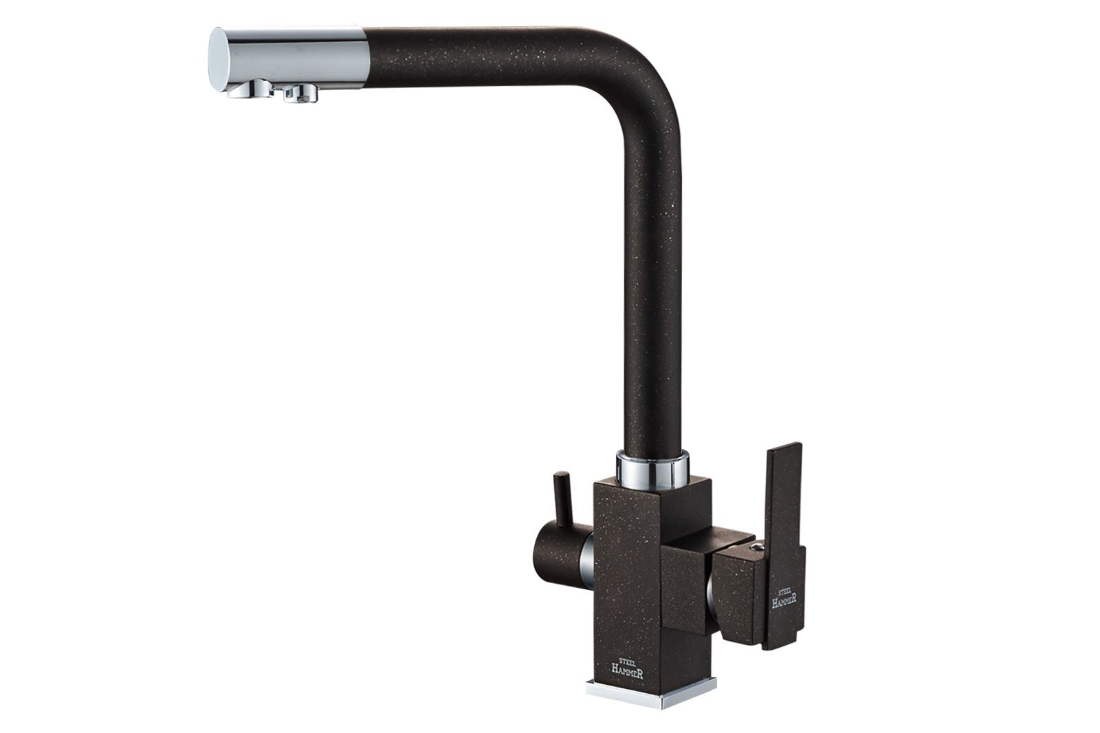 Смеситель Steel Hammer SH 805 BLACK CR для кухонной мойки цанговый гибкий захват av steel