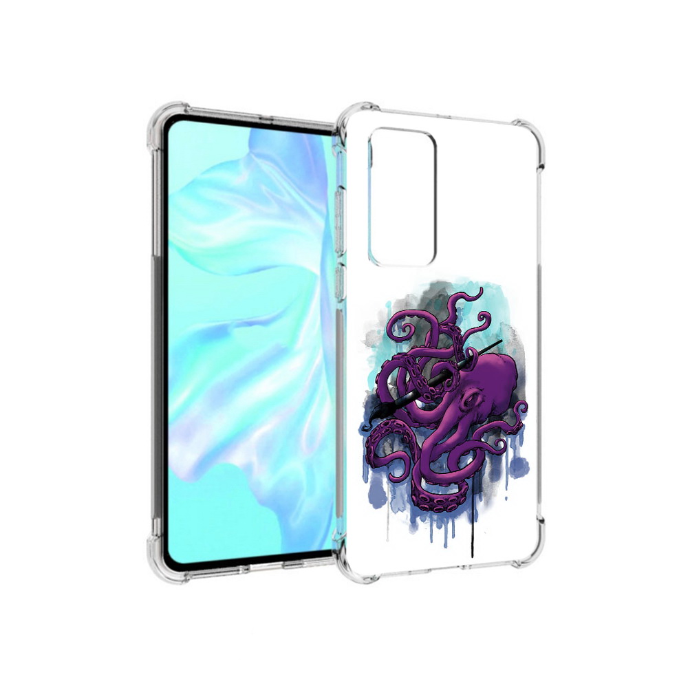 

Чехол MyPads Tocco для Huawei P40 фиолетовый осьминог, Прозрачный, Tocco