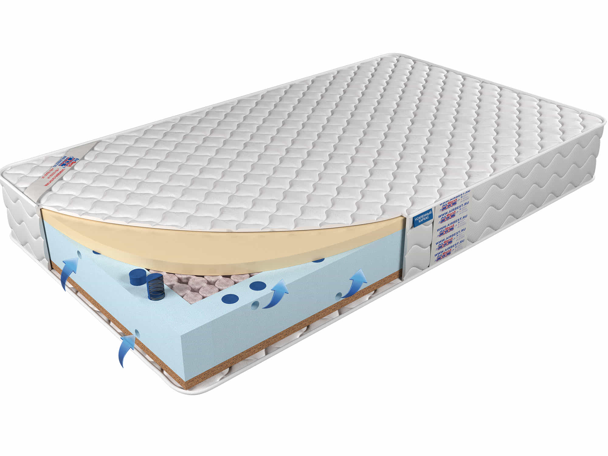 

Матрас Airbest Twix s1000 90x195x23, Белый, Матрас Airbest Twix s1000