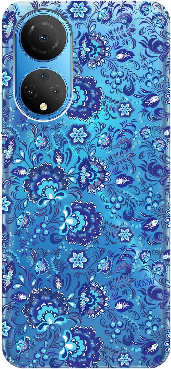 

Силиконовый чехол на Honor X7 "Gzhel" прозрачный, Прозрачный;голубой, 158555