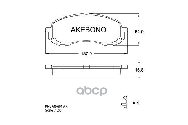 

Тормозные колодки Akebono дисковые an691wk