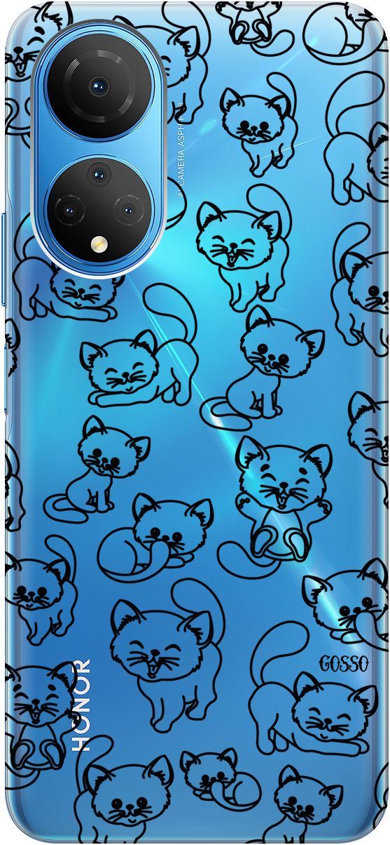 

Силиконовый чехол на Honor X7 "Cute Kitties" прозрачный, Прозрачный;черный, 158555