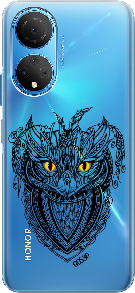 

Силиконовый чехол на Honor X7 "Grand Owl" прозрачный, Прозрачный;желтый, 158555