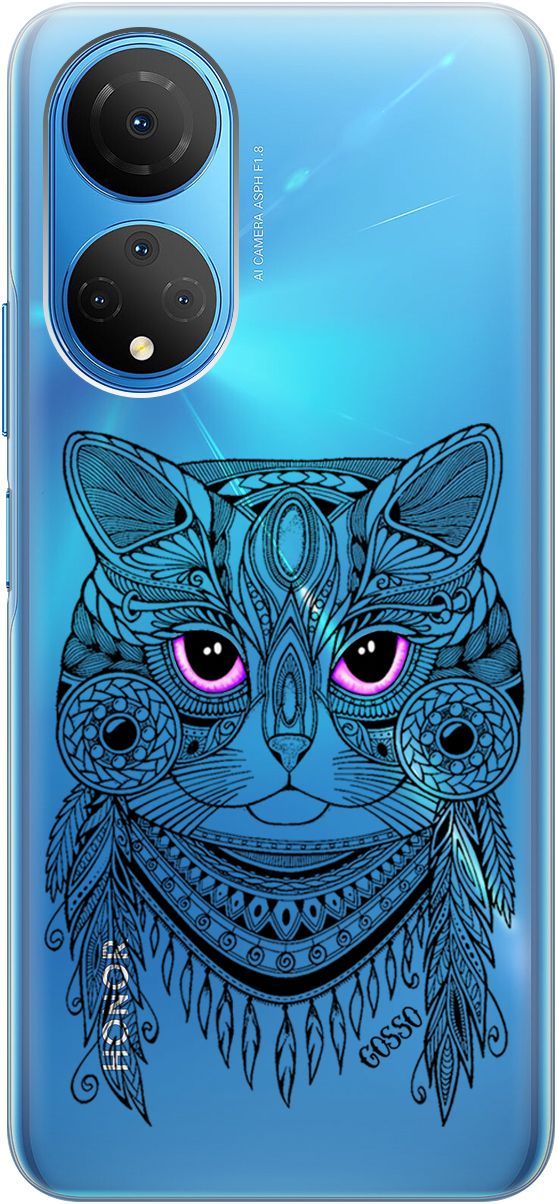 

Силиконовый чехол на Honor X7 "Grand Cat" прозрачный, Прозрачный;фиолетовый, 158555