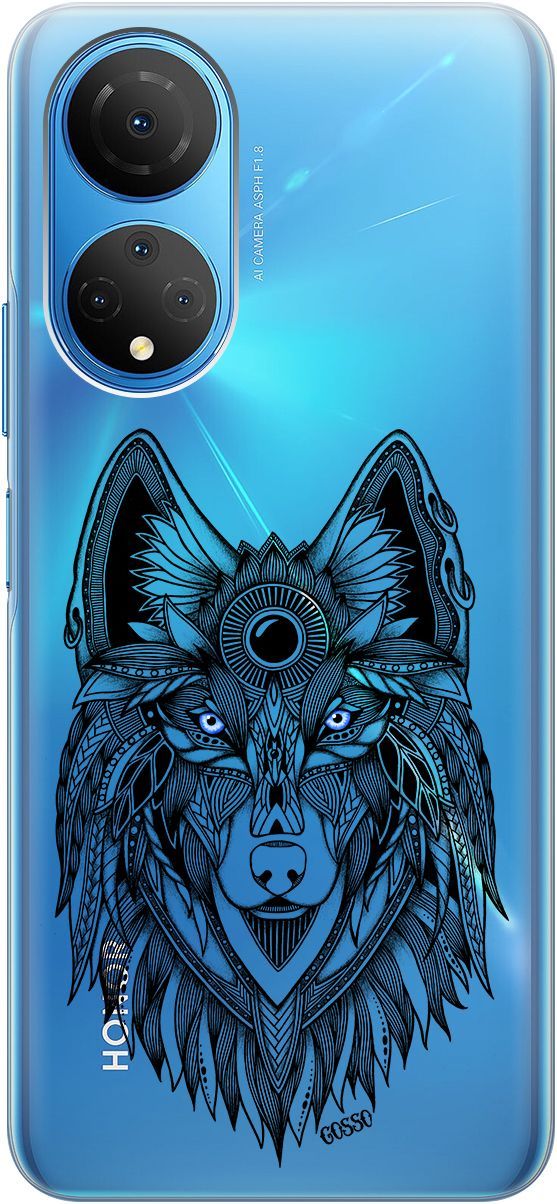 

Силиконовый чехол на Honor X7 "Grand Wolf" прозрачный, Прозрачный;голубой, 158555