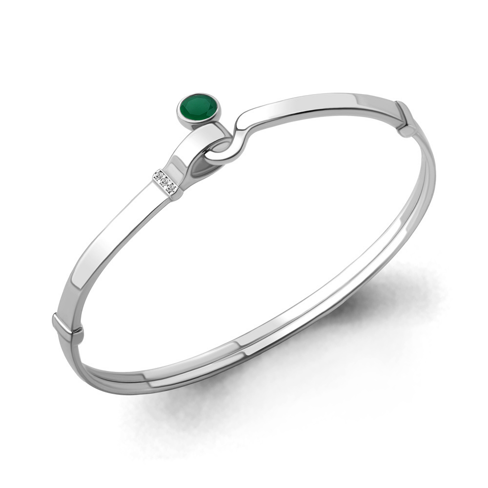 

Браслет из серебра с агатом\фианитом Aquamarine Aquamarine 7455509А_925_р р. 19, 7455509А_925_р