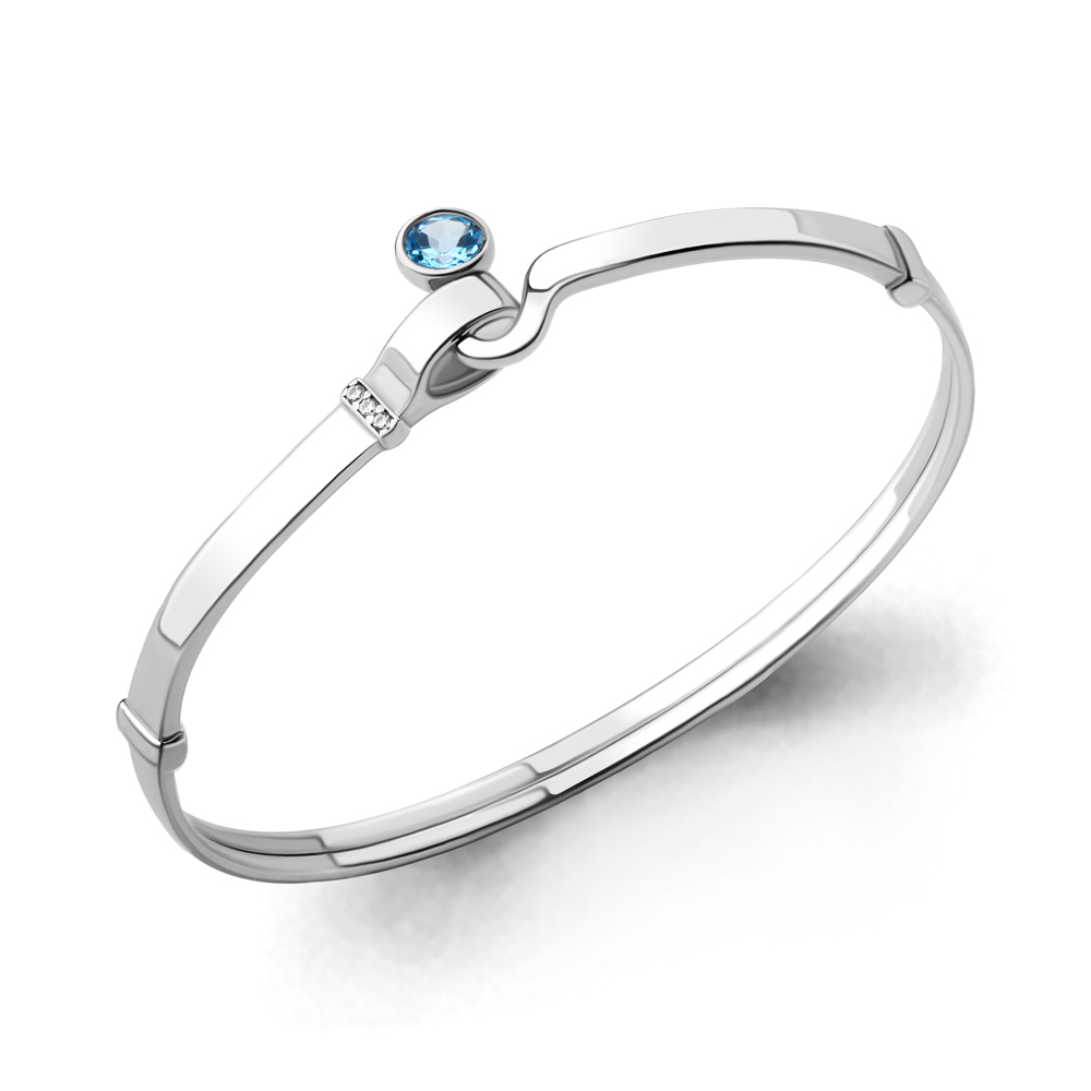 

Браслет из серебра с топазом\фианитом Aquamarine Aquamarine 7455505А_925_р р. 16, 7455505А_925_р