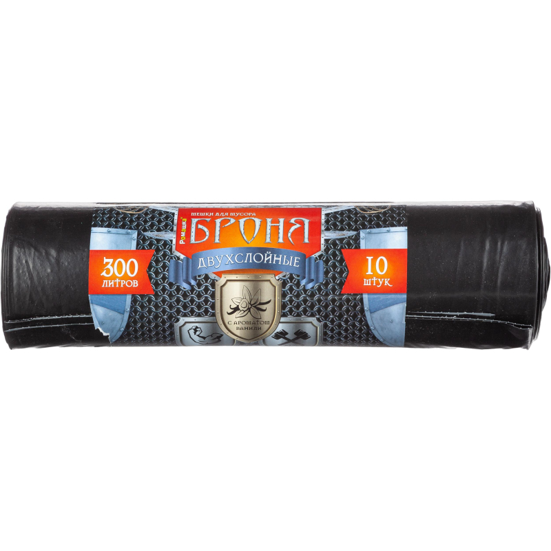 

Мешки для мусора ПВД 300л, 60мкм 10шт/рул черные 105х150 Броня, Черный