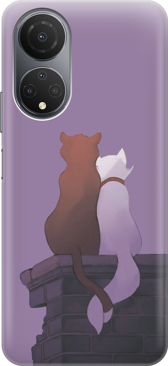 

Силиконовый чехол на Honor X7 "Влюбленный кошки", Белый;красный, 158541