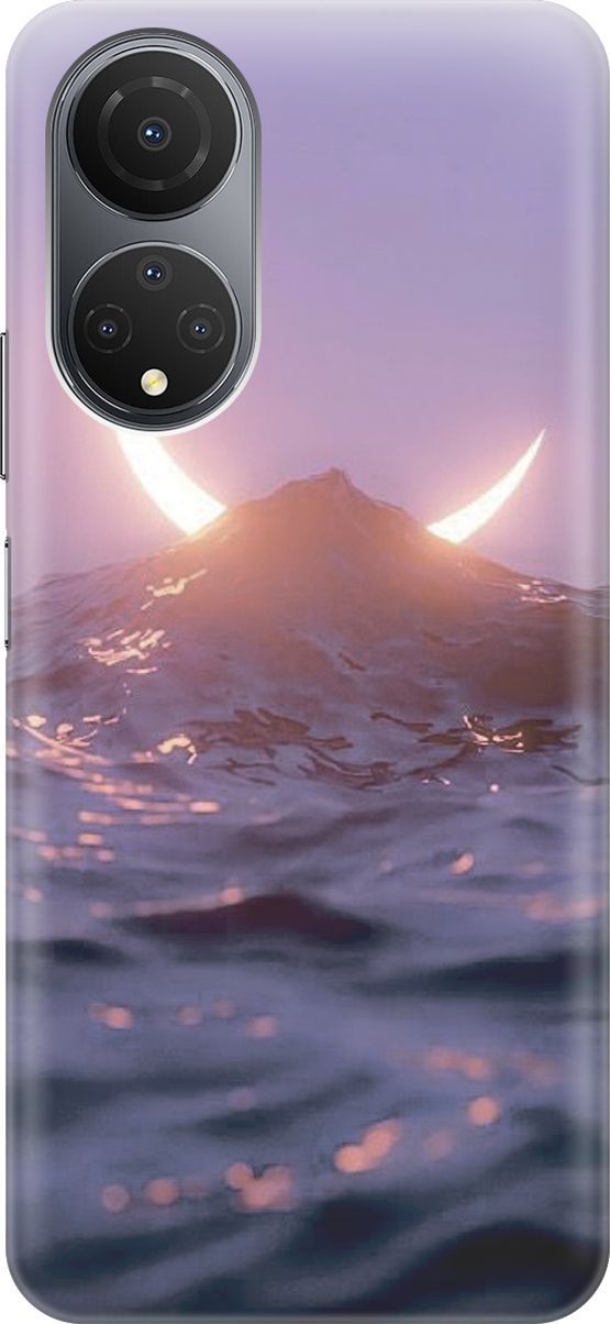 

Силиконовый чехол на Honor X7 "Месяц и море", Желтый;розовый, 158552