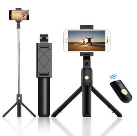 фото Монопод беспроводной со встроенной треногой selfie stick integrated tripod k07 (черный) daprivet