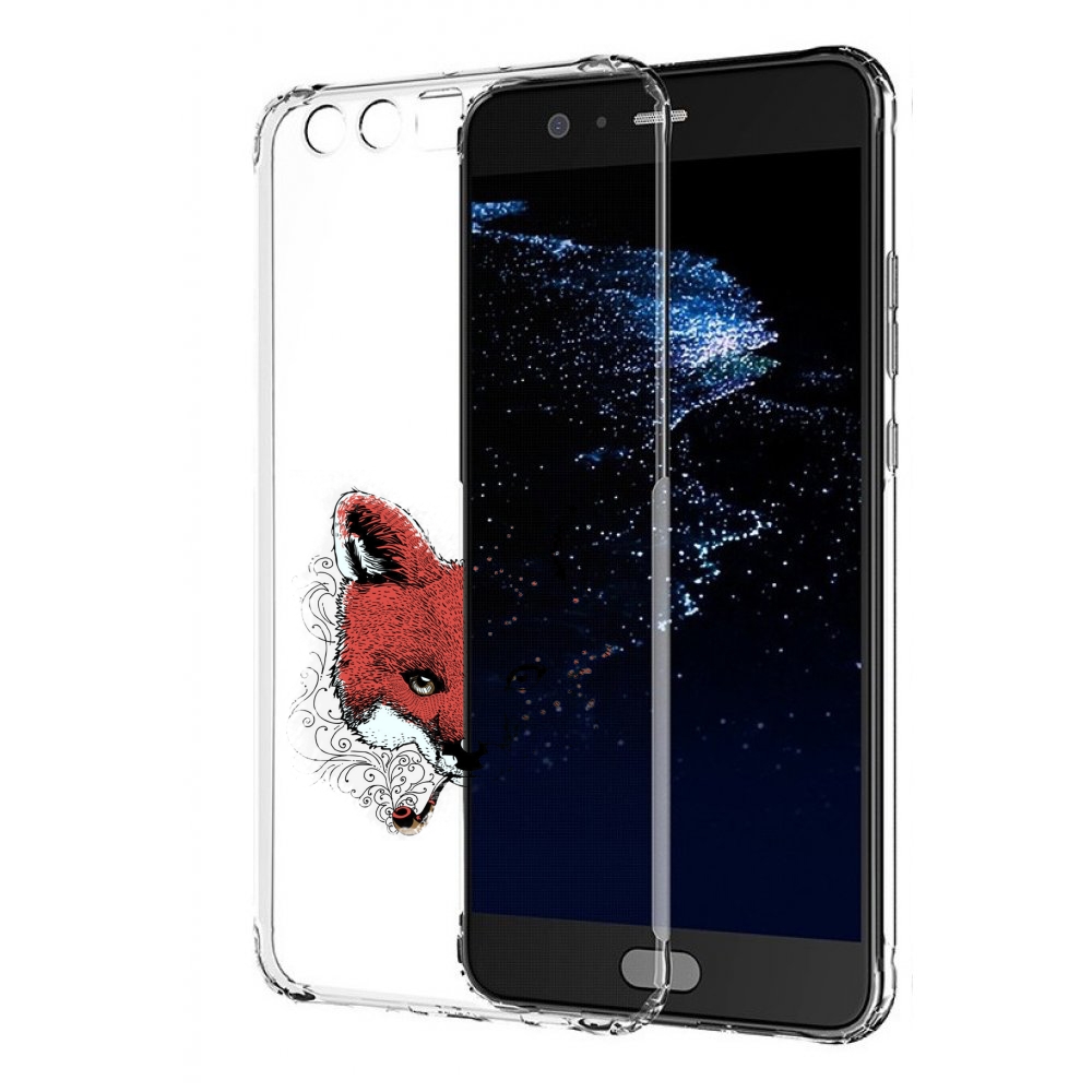 

Чехол бампер MyPads Лис с трубкой для Huawei P10 Plus противоуда, Прозрачный, Tocco