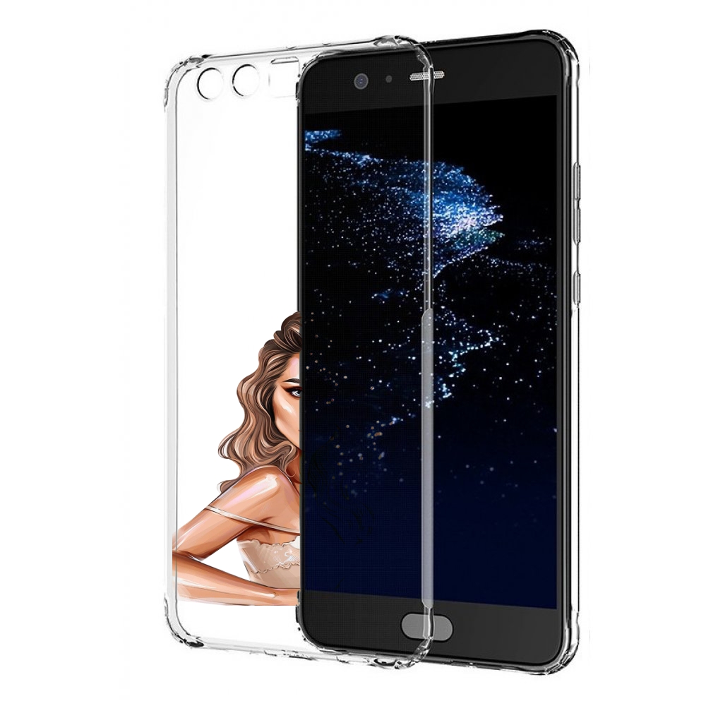 

Чехол бампер MyPads Кудрявая-девушка женский для Huawei P10 Plus, Прозрачный, Tocco