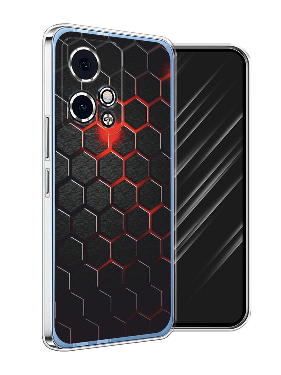 

Чехол Awog на Honor 90 GT "Фон соты красные", Красный;черный, 6123450-1