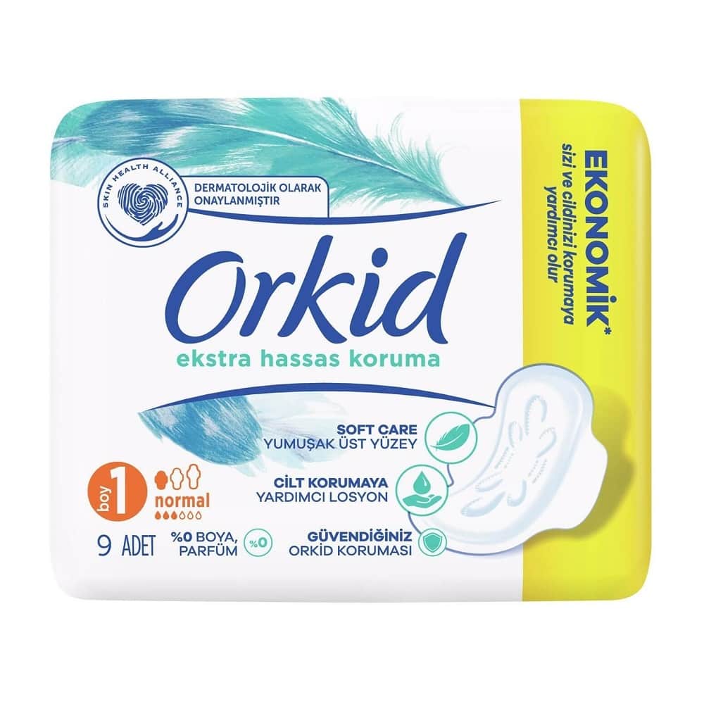 

Гигиенические прокладки Orkid Extra Hassas Koruma, размер 1, 9 шт.