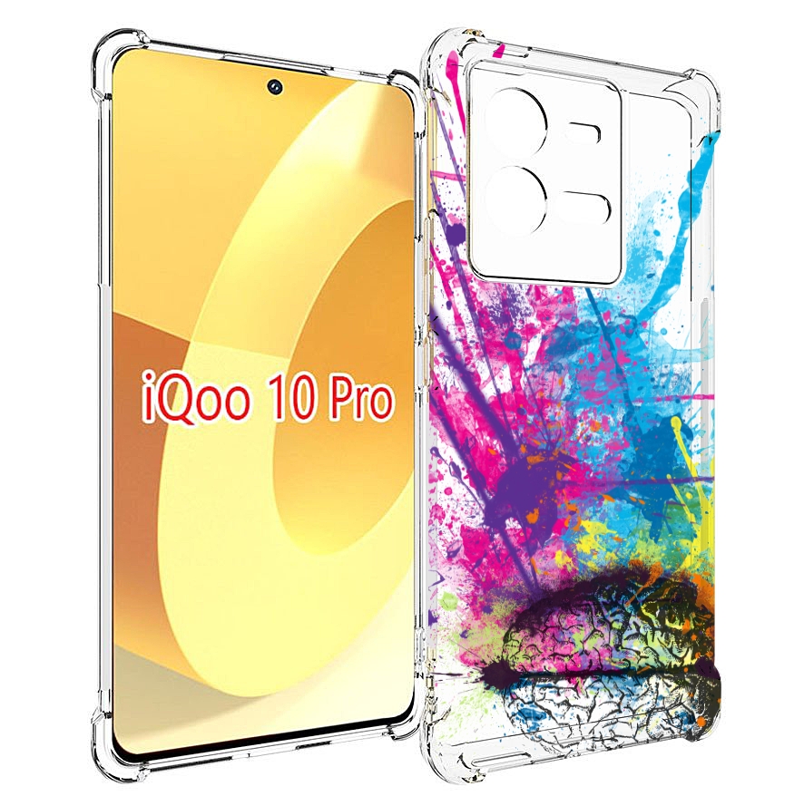 

Чехол MyPads яркий красочный мозг для Vivo iQOO 10 Pro, Прозрачный, Tocco