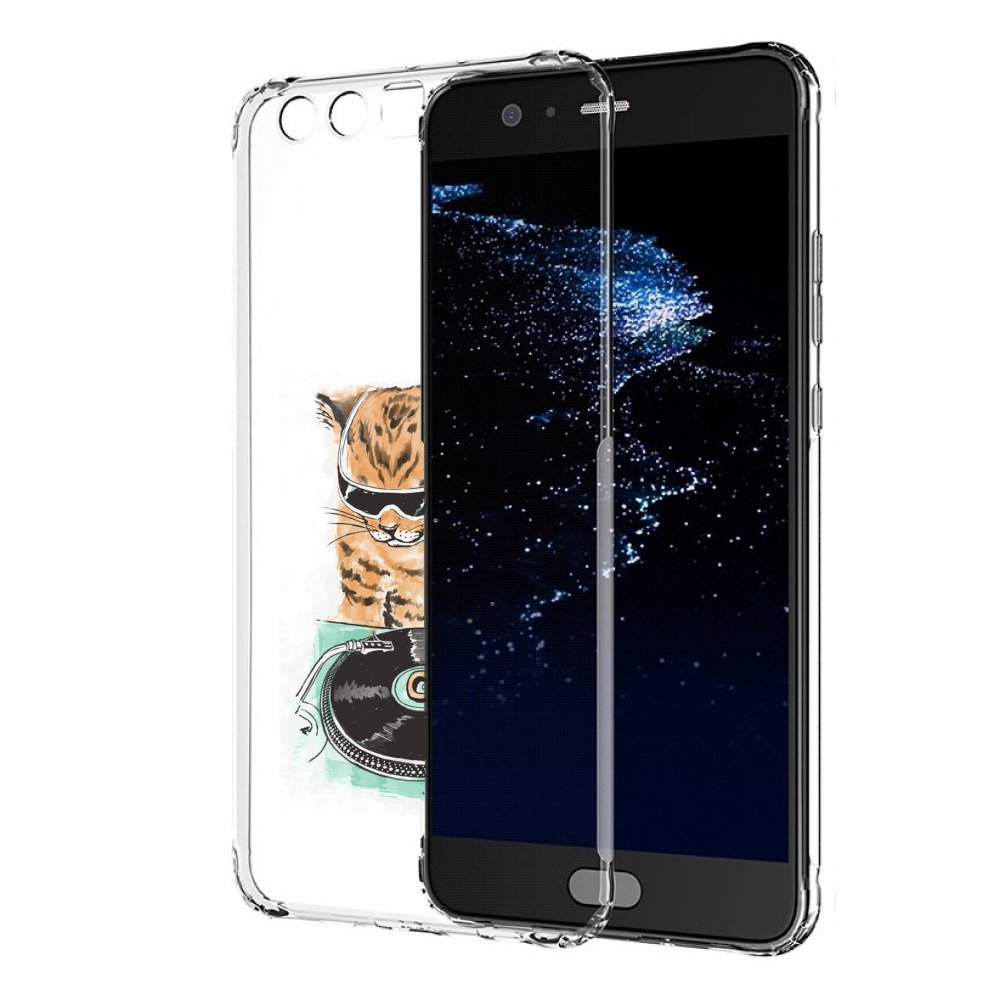 

Чехол бампер MyPads Кот диджей для Huawei P10 Plus противоударный, Прозрачный, Tocco
