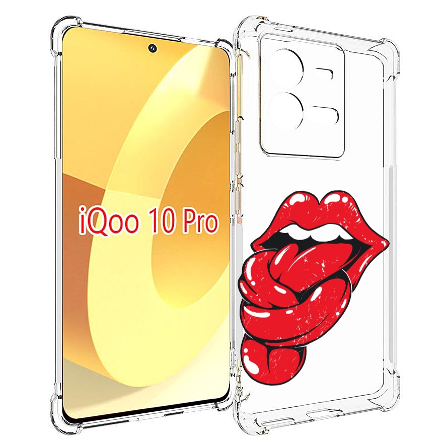 

Чехол MyPads яркие губы с языком для Vivo iQOO 10 Pro, Прозрачный, Tocco