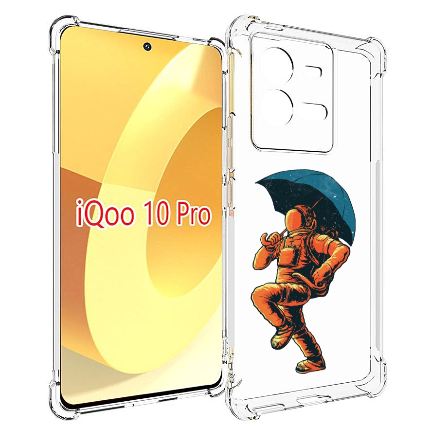 

Чехол MyPads шагающий космонавт с зонтом для Vivo iQOO 10 Pro, Прозрачный, Tocco