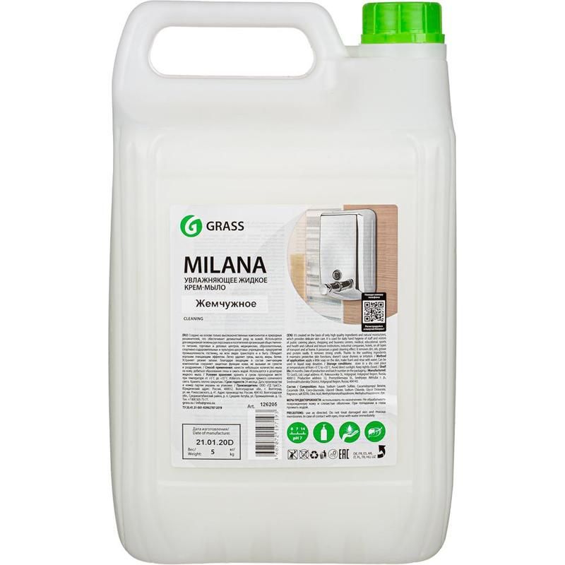 Жидкое мыло для рук GRASS Milana / Милана Жемчужное 5л густое, гипоаллергенное, туалетное
