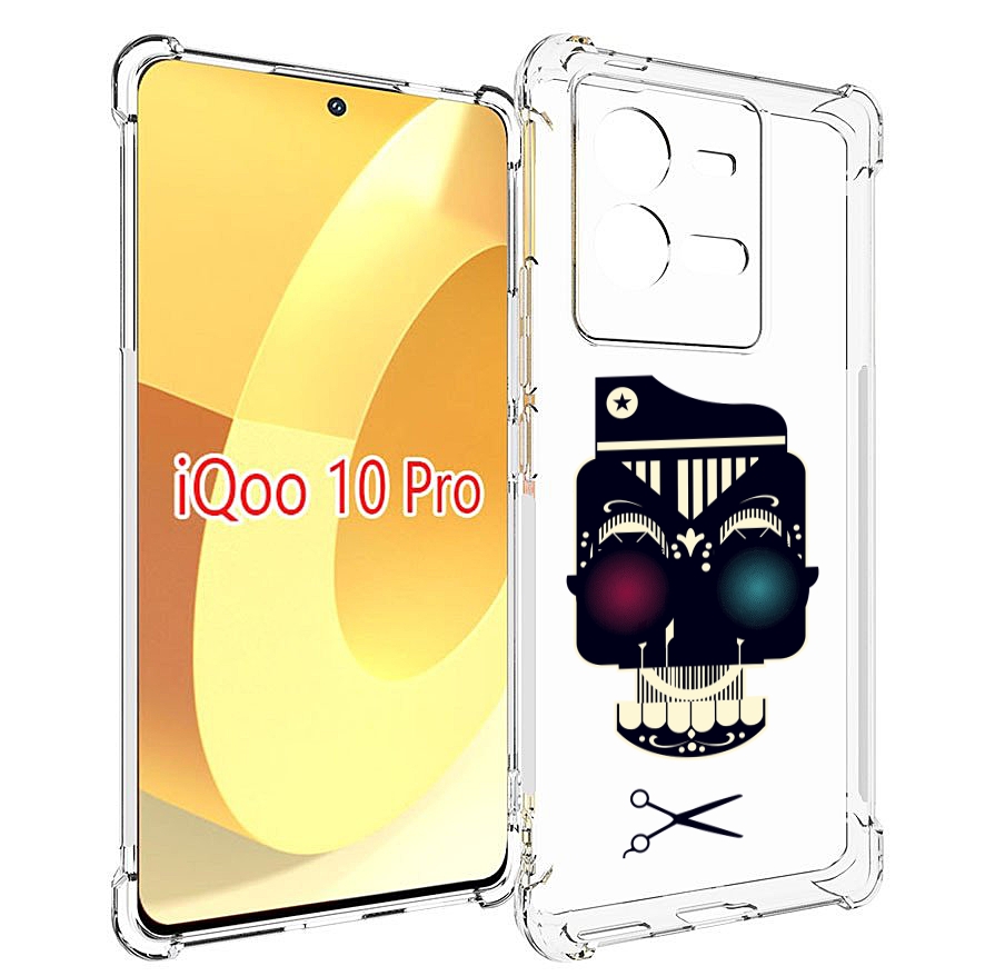 

Чехол MyPads черно белый скелет с яркими глазами для Vivo iQOO 10 Pro, Прозрачный, Tocco