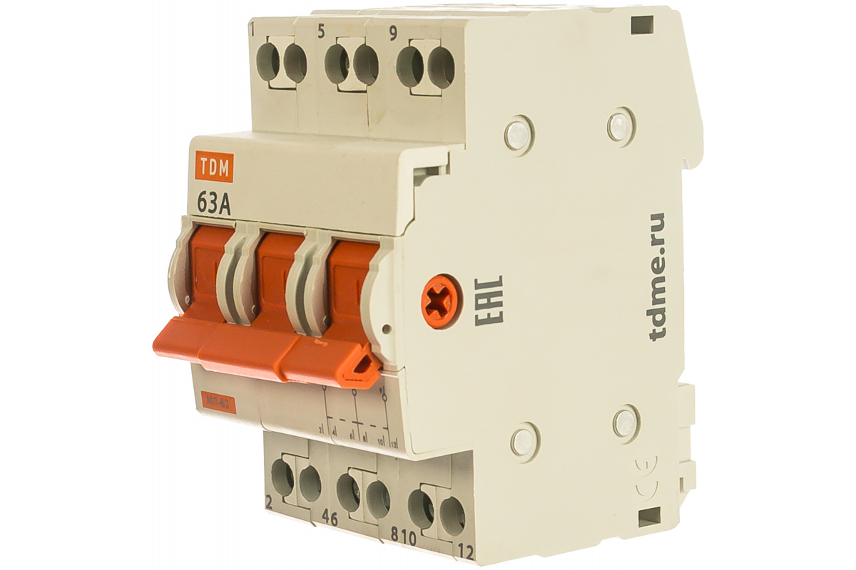 Переключатель TDM МП-63 3Р 63А, модульный, 3-х позиционный, SQ0224-0027