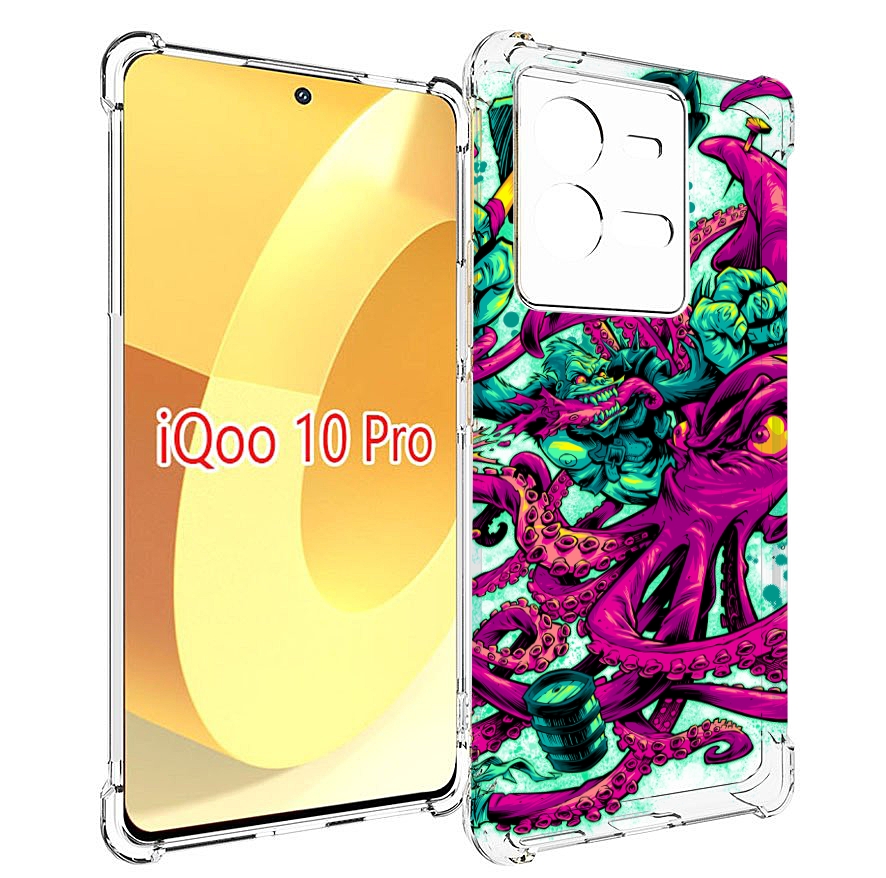 

Чехол MyPads фиолетовый кракен для Vivo iQOO 10 Pro, Прозрачный, Tocco