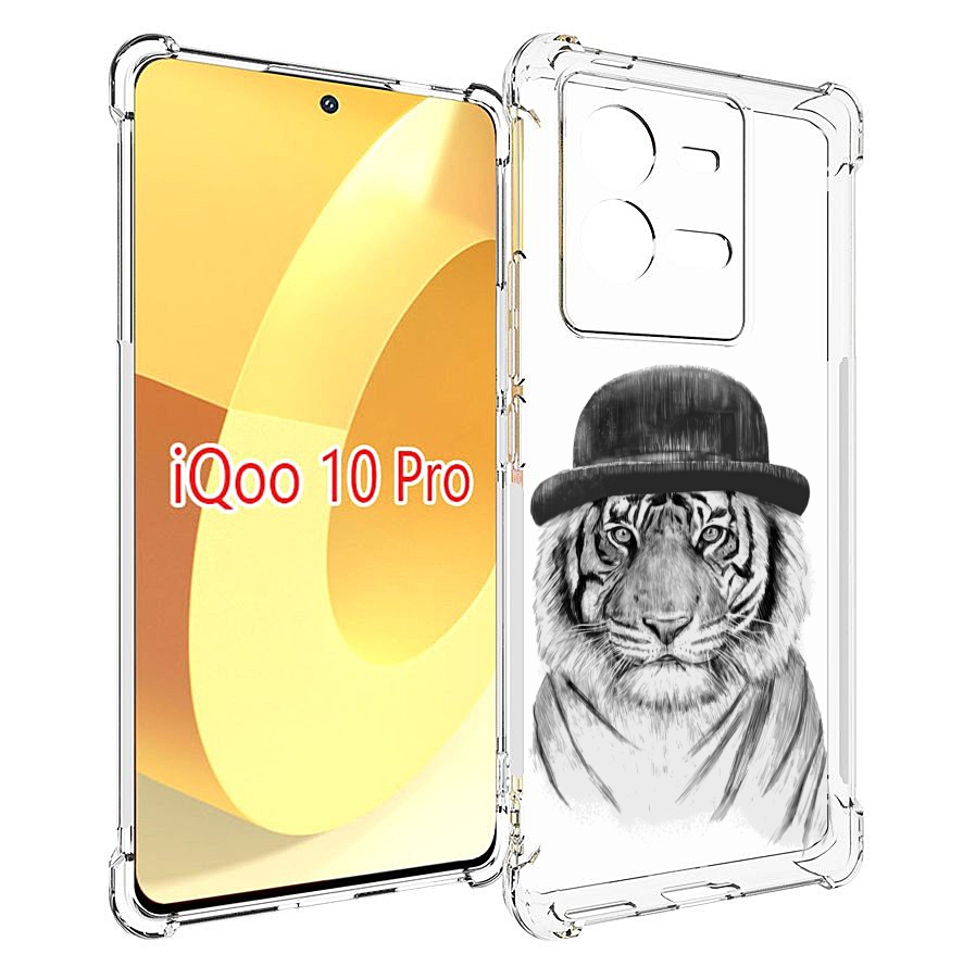 

Чехол MyPads тигр британец для Vivo iQOO 10 Pro, Прозрачный, Tocco
